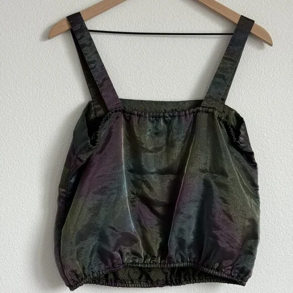 VTG 90s Grunge Iridescent Sheer Overlay Cami Top Goblincore Fairycore Whimsigoth - Picture 7 of 9